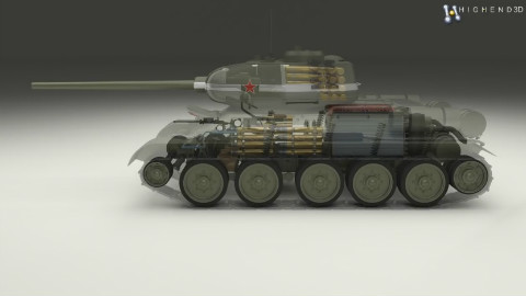 用3D透视二战苏联坦克T-34-85
